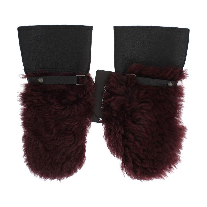 Dolce & Gabbana Elegant Black & Bordeaux Leather Gloves Dolce & Gabbana Black