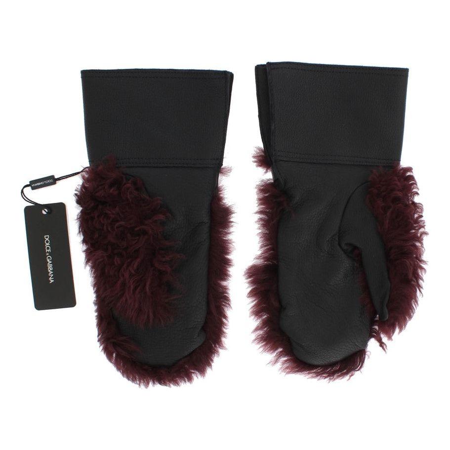 Dolce & Gabbana Elegant Black & Bordeaux Leather Gloves Dolce & Gabbana Dark Slate Gray