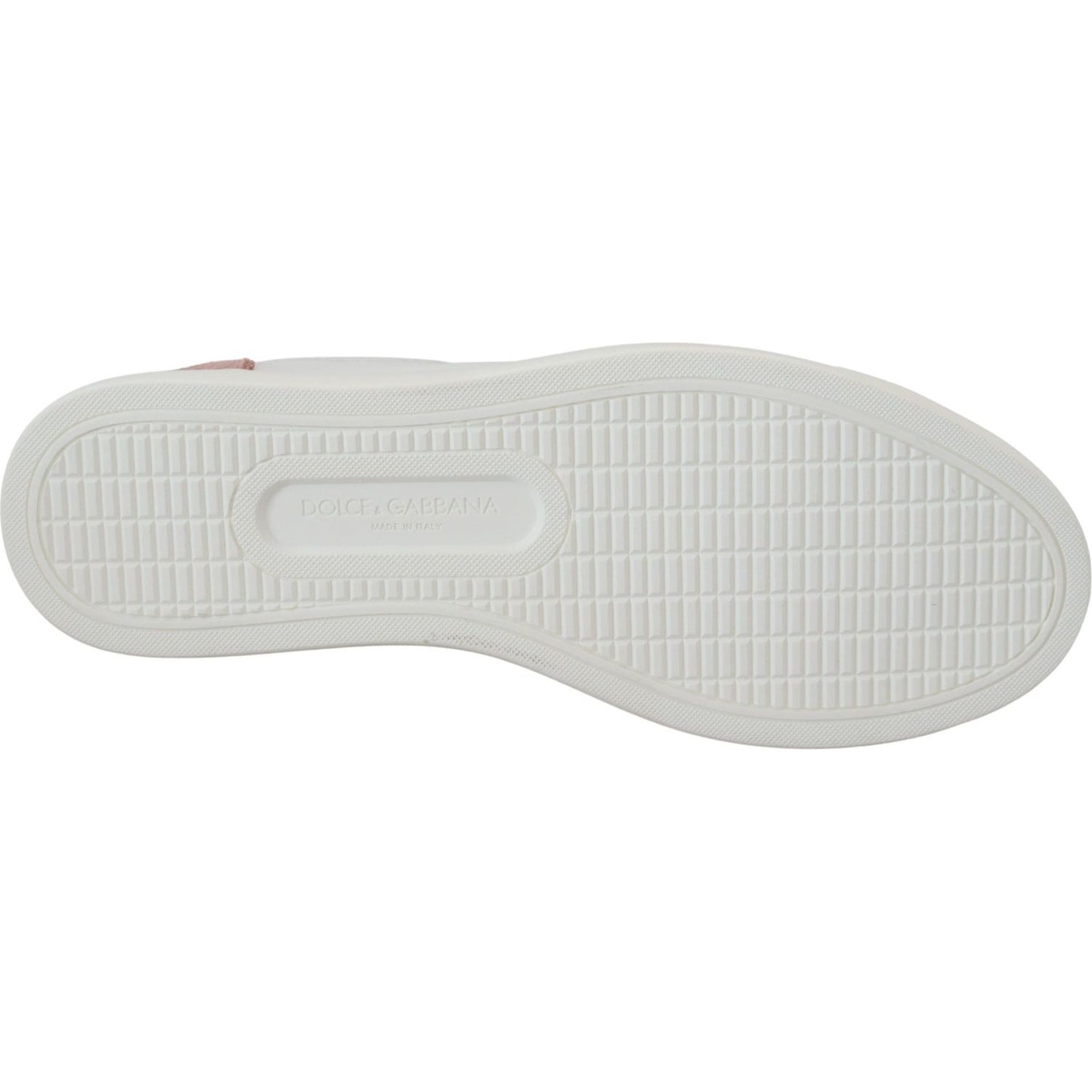 Dolce & Gabbana Chic White Pink Leather Low-Top Sneakers Dolce & Gabbana Light Gray