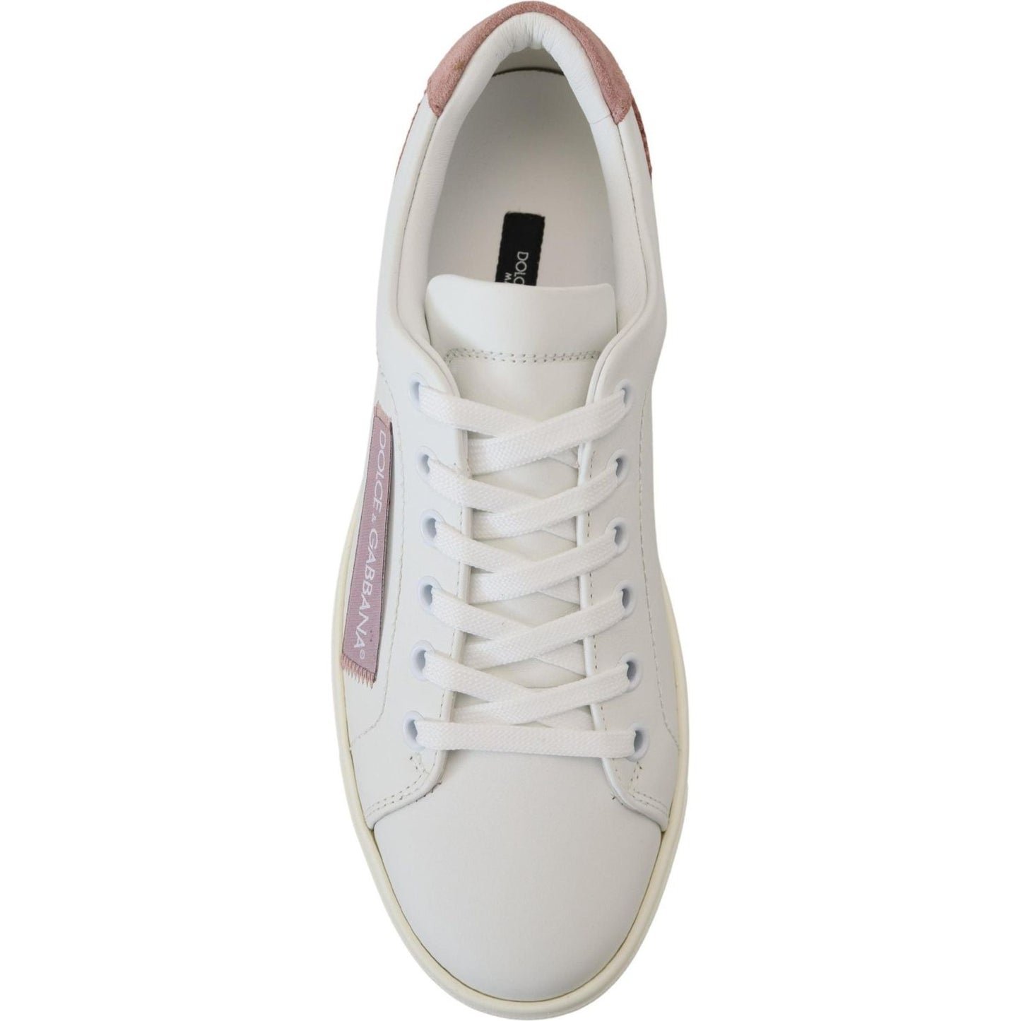 Dolce & Gabbana Chic White Pink Leather Low-Top Sneakers Dolce & Gabbana Gray
