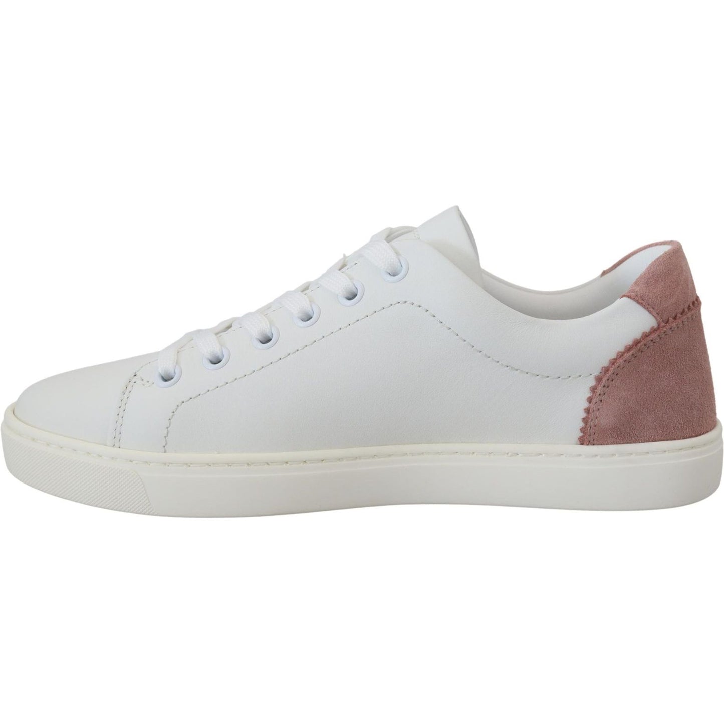 Dolce & Gabbana Chic White Pink Leather Low-Top Sneakers Dolce & Gabbana Light Gray