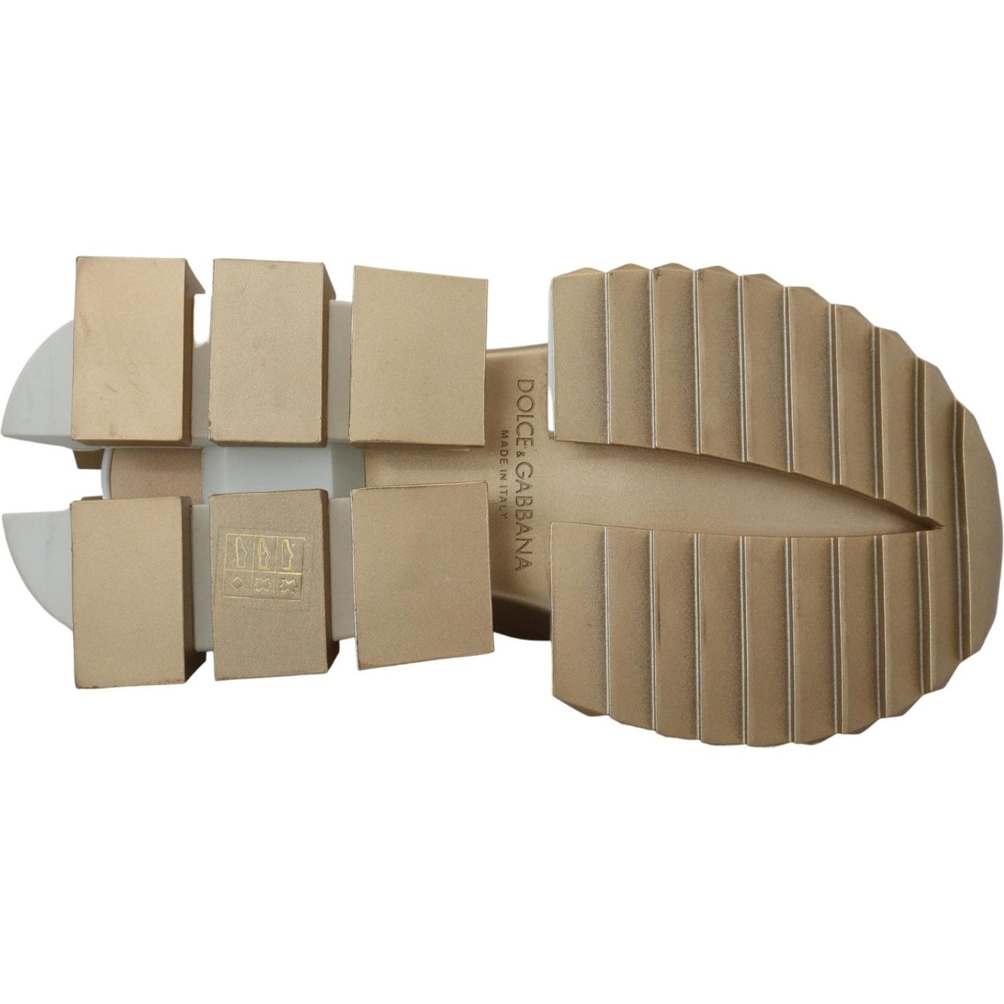 Dolce & Gabbana Elegant White and Gold Leather Sneakers Dolce & Gabbana Rosy Brown
