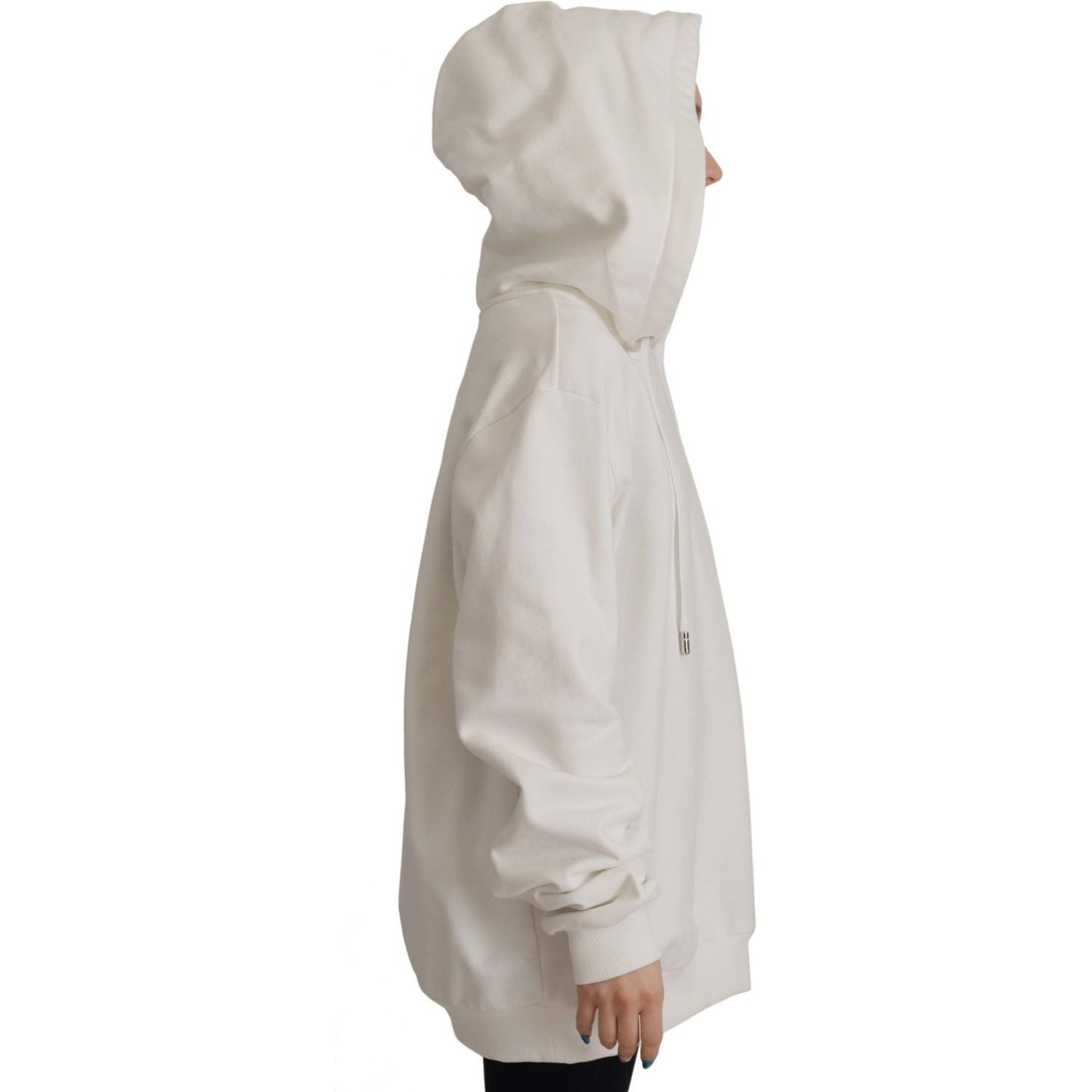 Dolce & Gabbana Chic White Hooded Pullover Sweater Dolce & Gabbana Gray