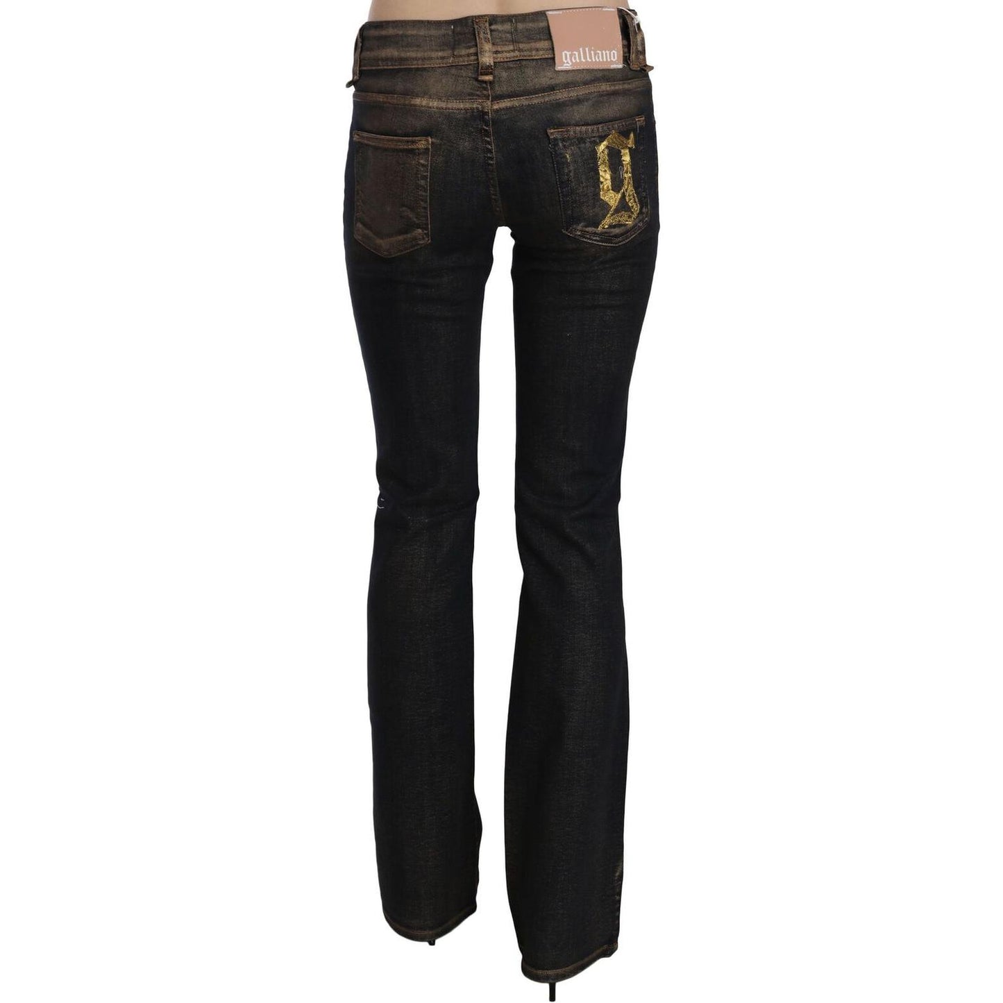 John Galliano Chic Flared Mid Waist Black Denim John Galliano Black