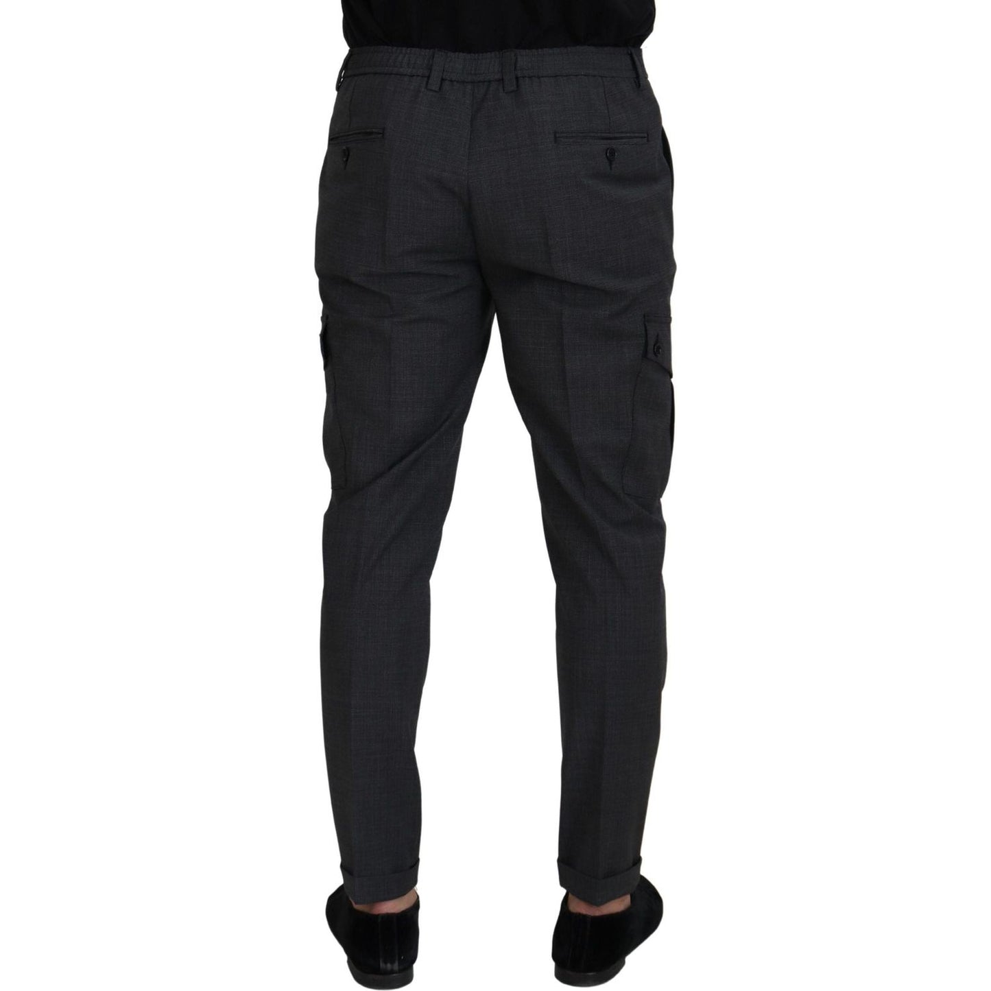 Dolce & Gabbana Elegant Checkered Slim Fit Cargo Pants Dolce & Gabbana Black