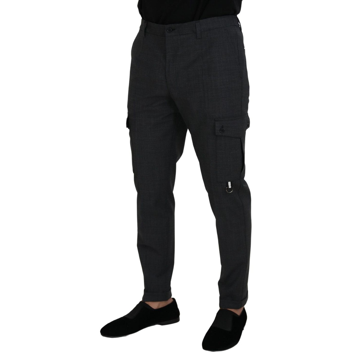 Dolce & Gabbana Elegant Checkered Slim Fit Cargo Pants Dolce & Gabbana Black