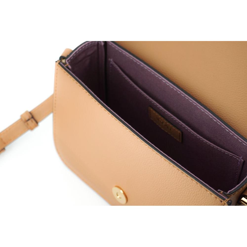 Versace Elegant Calf Leather Shoulder Bag in Brown WOMAN SHOULDER BAGS Versace Tan