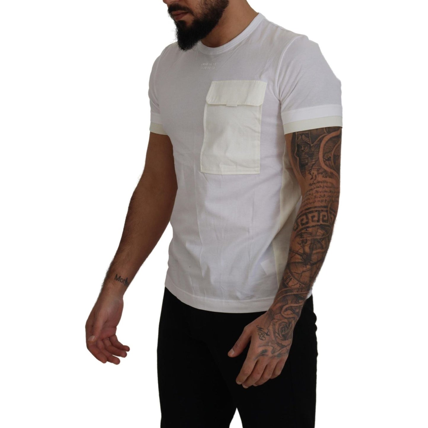 Dolce & Gabbana Elegant White Cotton Tee with DG Chest Pocket Dolce & Gabbana Dark Gray