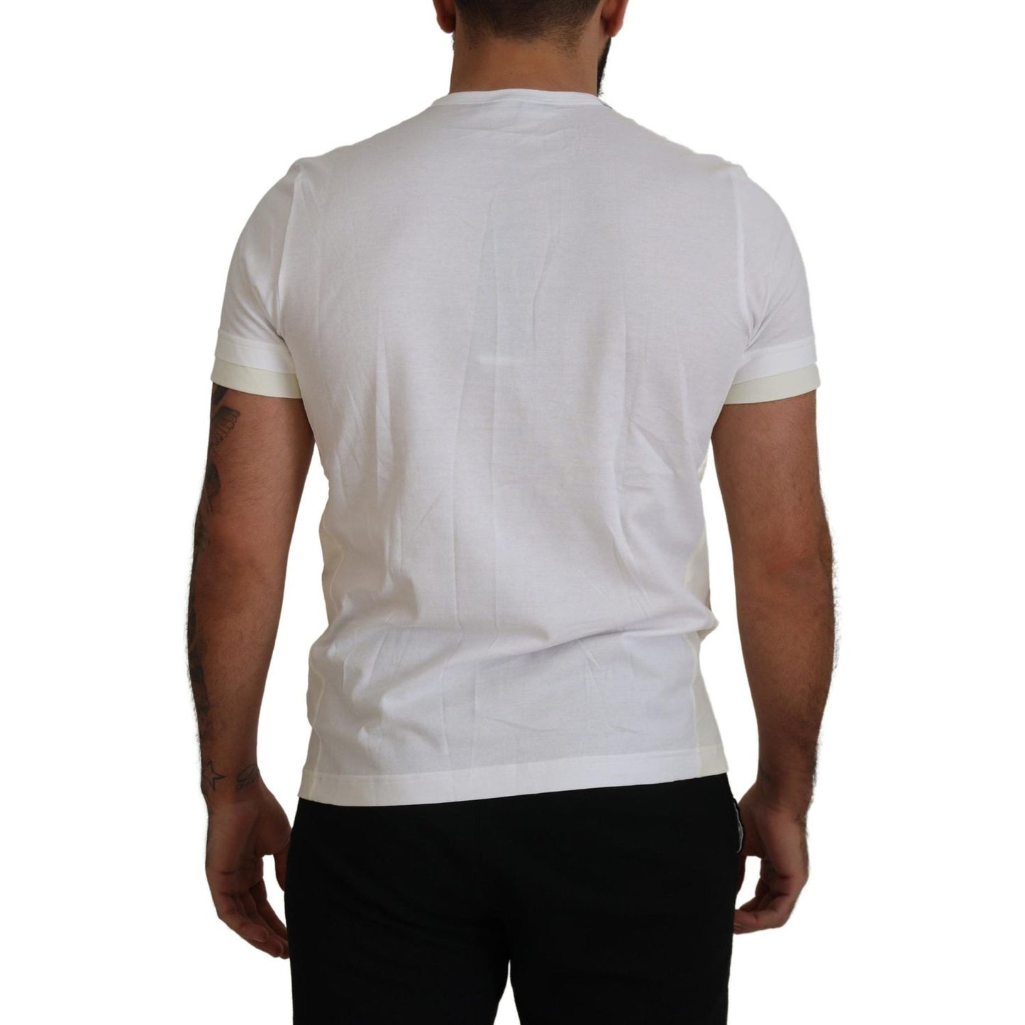Dolce & Gabbana Elegant White Cotton Tee with DG Chest Pocket Dolce & Gabbana Gray