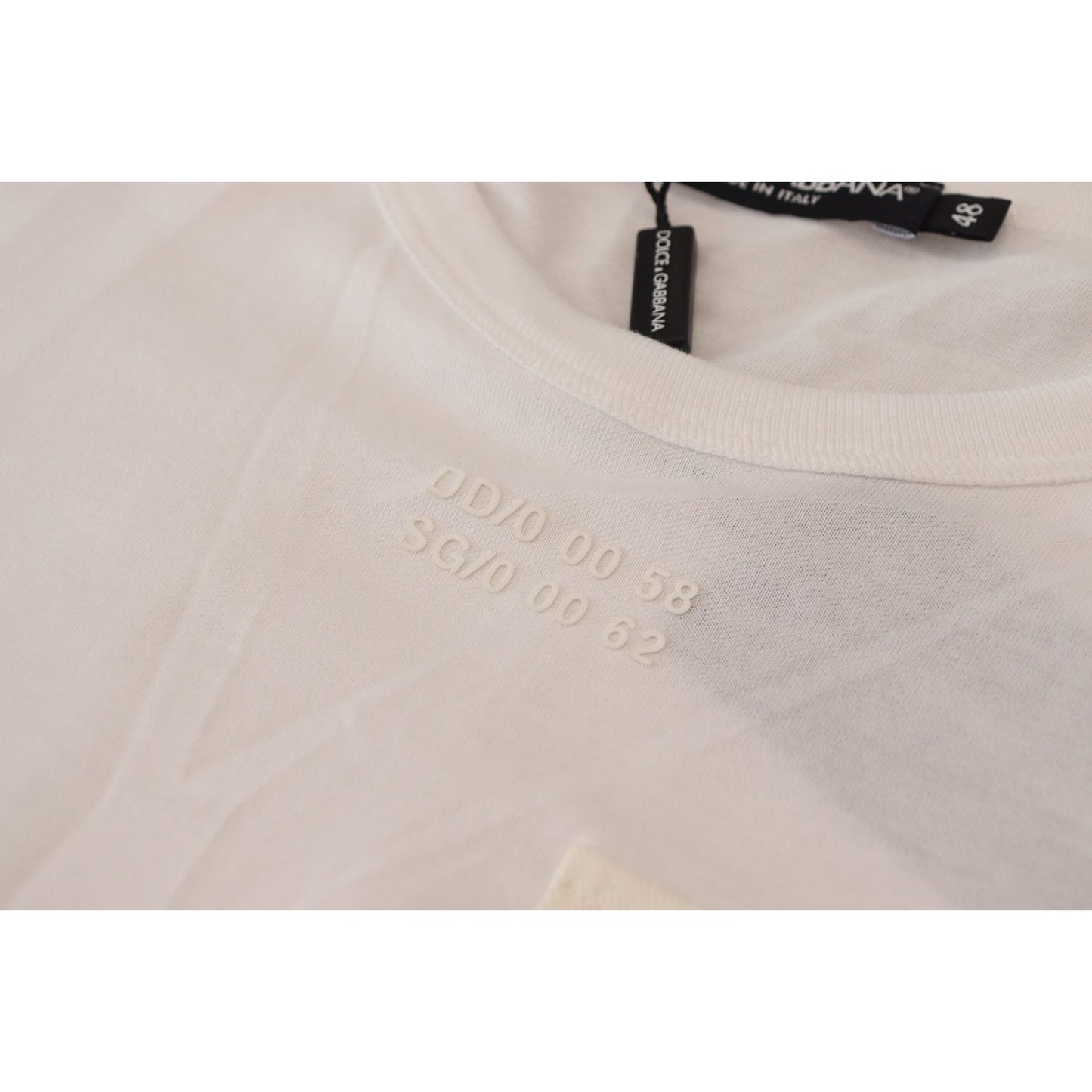 Dolce & Gabbana Elegant White Cotton Tee with DG Chest Pocket Dolce & Gabbana Gray
