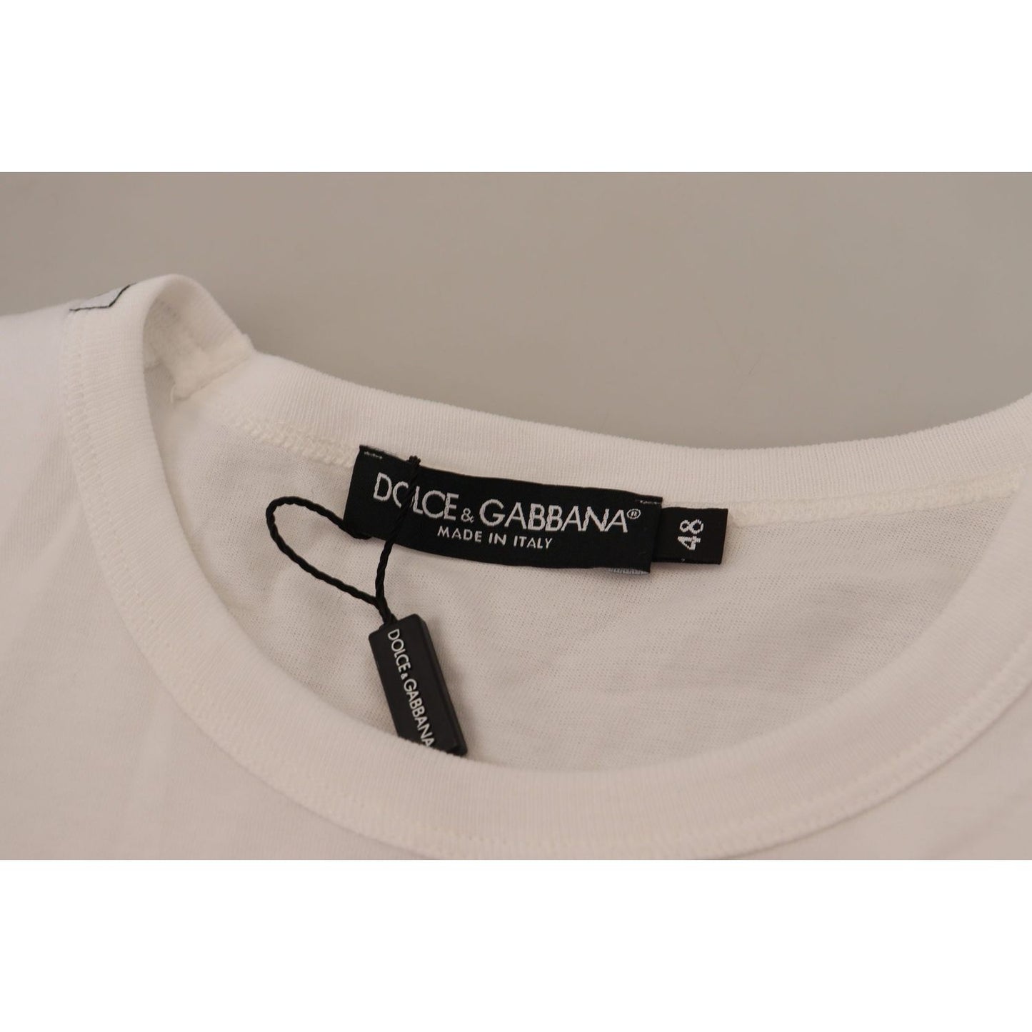 Dolce & Gabbana Elegant White Cotton Tee with DG Chest Pocket Dolce & Gabbana Dark Gray