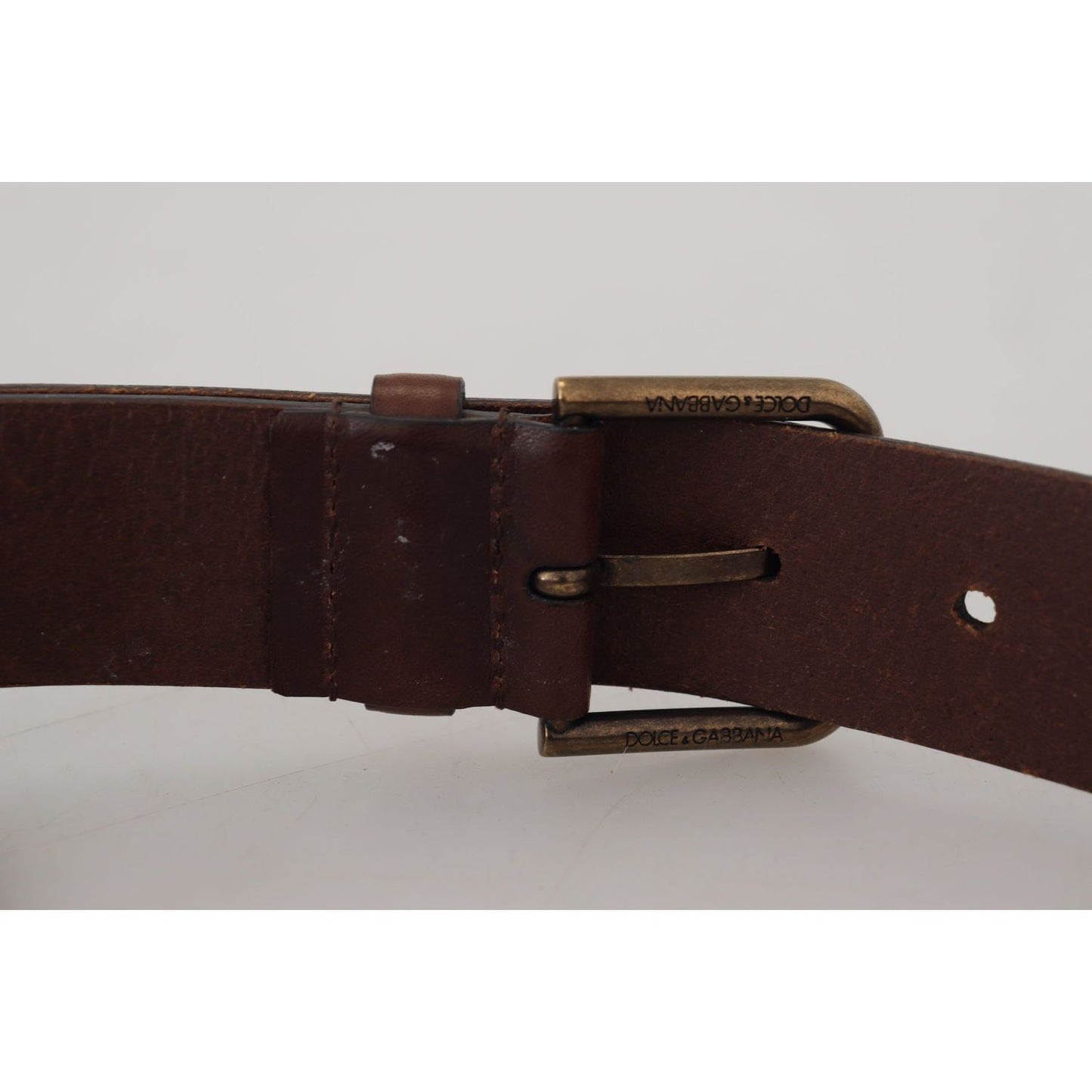 Dolce & Gabbana Elegant Brown Leather Belt with Metal Buckle Dolce & Gabbana Black