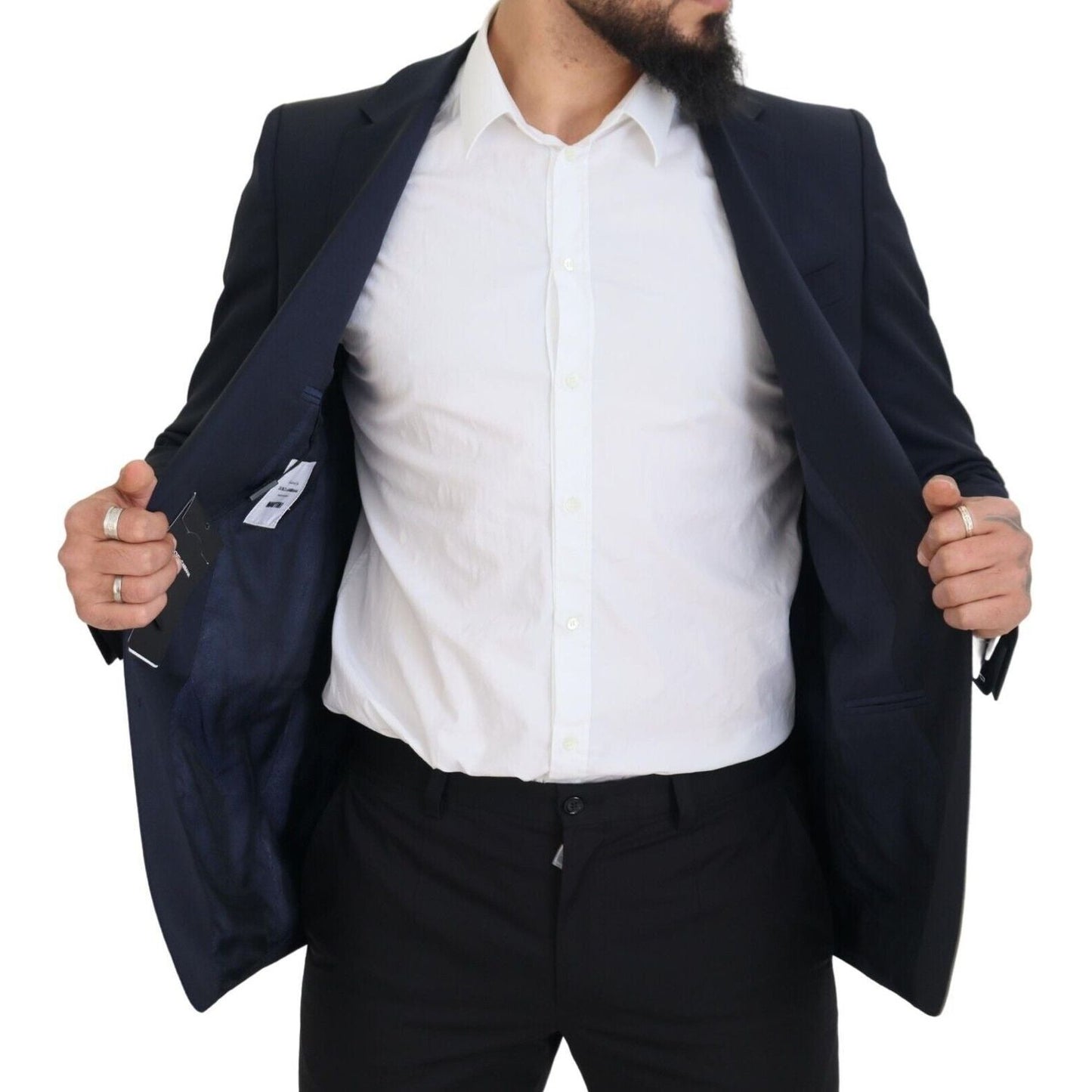 Dolce & Gabbana Elegant Dark Blue Slim Fit Wool Blazer Dolce & Gabbana Black