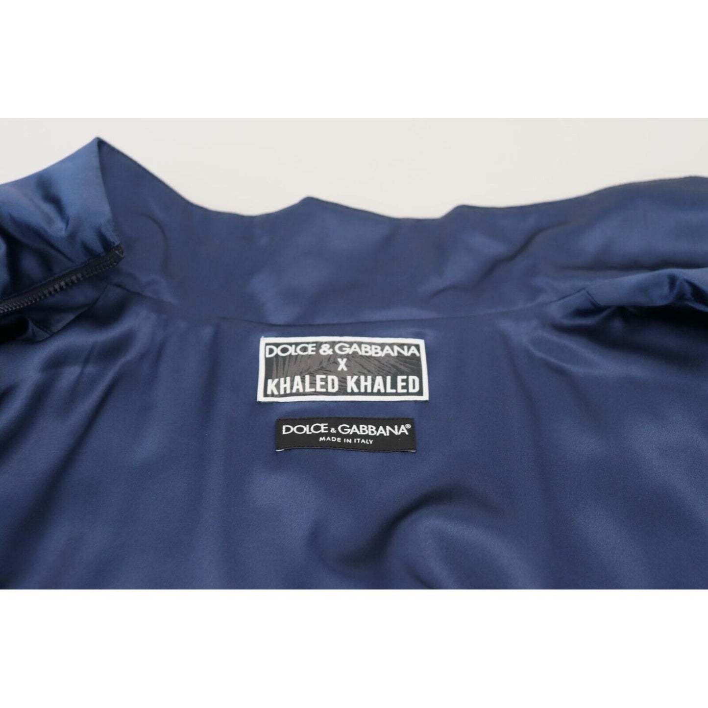 Dolce & Gabbana Regal Blue Silk Bomber Jacket Dolce & Gabbana Dark Slate Gray