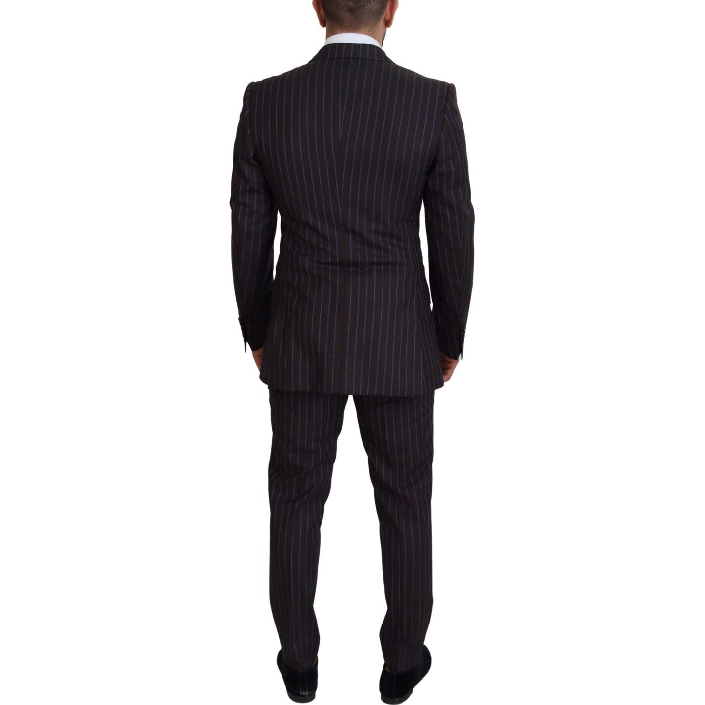 Dolce & Gabbana Elegant Black Striped Virgin Wool Suit Dolce & Gabbana Black