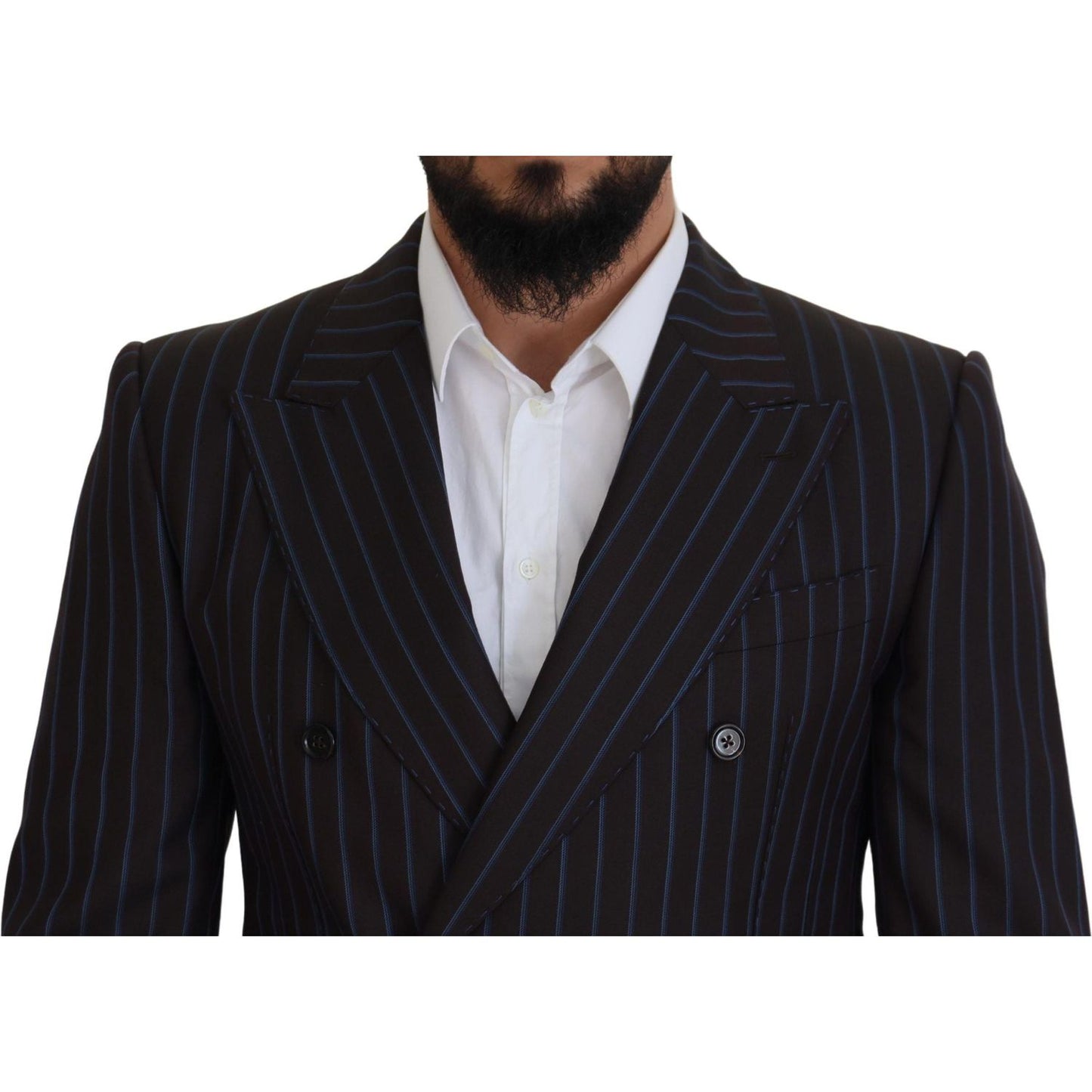 Dolce & Gabbana Elegant Black Striped Virgin Wool Suit Dolce & Gabbana Black