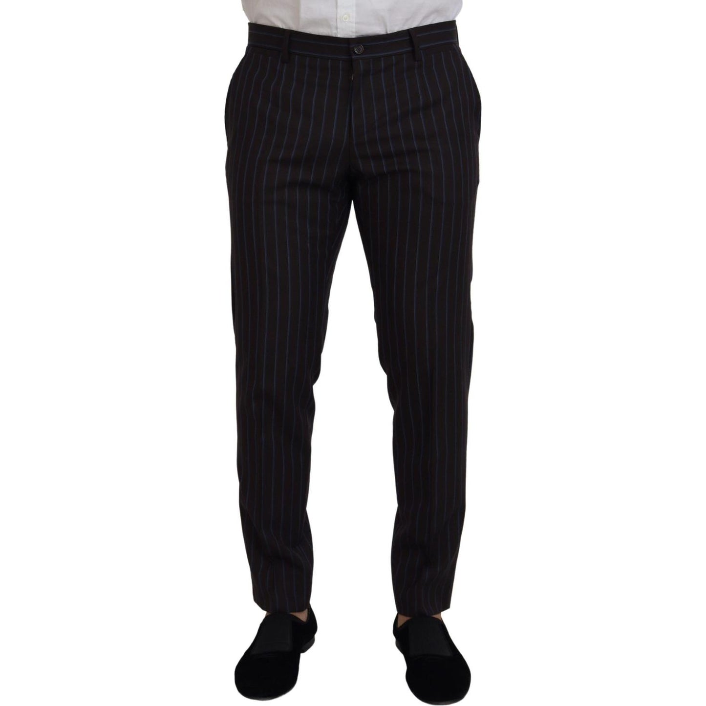 Dolce & Gabbana Elegant Black Striped Virgin Wool Suit Dolce & Gabbana Black