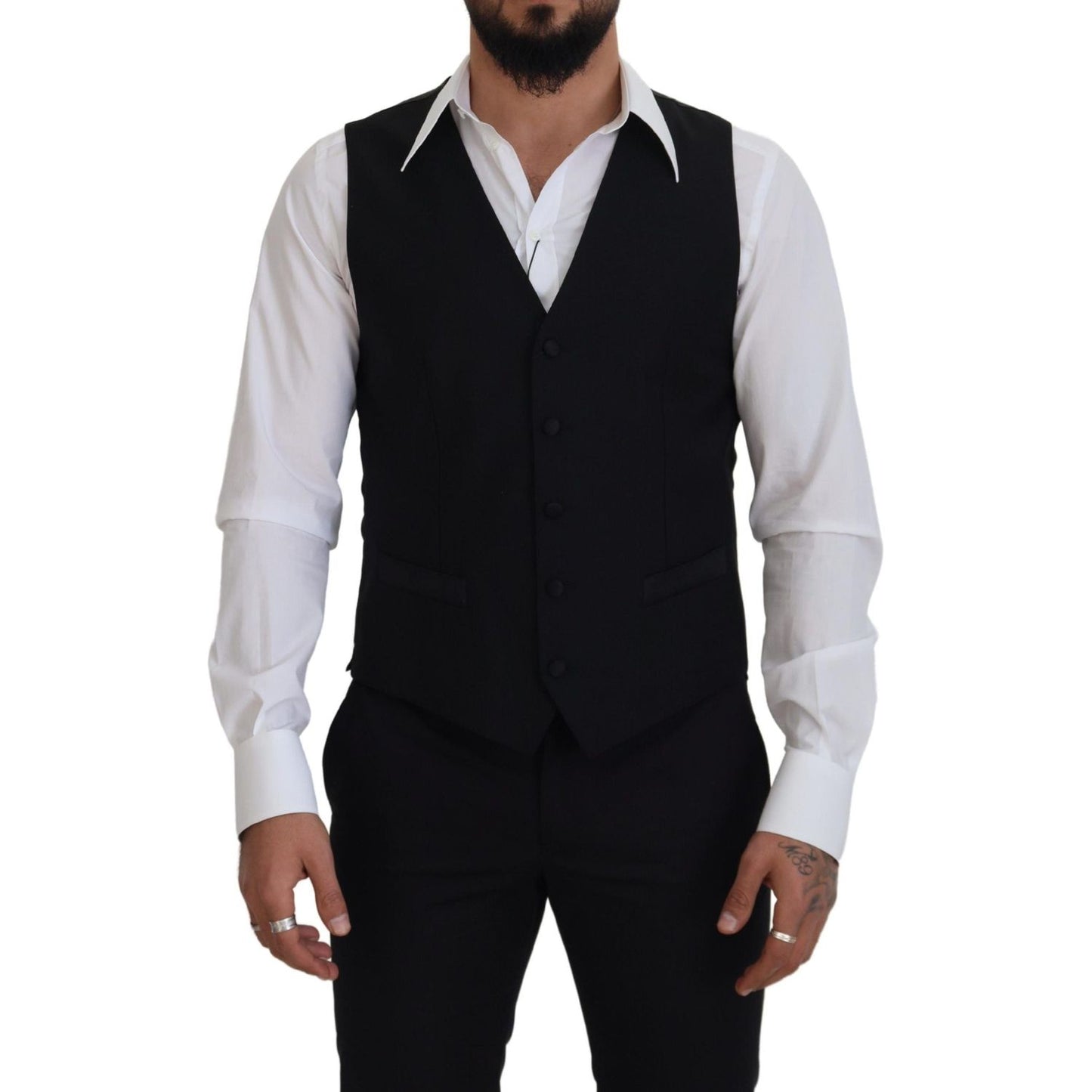 Dolce & Gabbana Elegant Black Single-Breasted Dress Vest Dolce & Gabbana Black