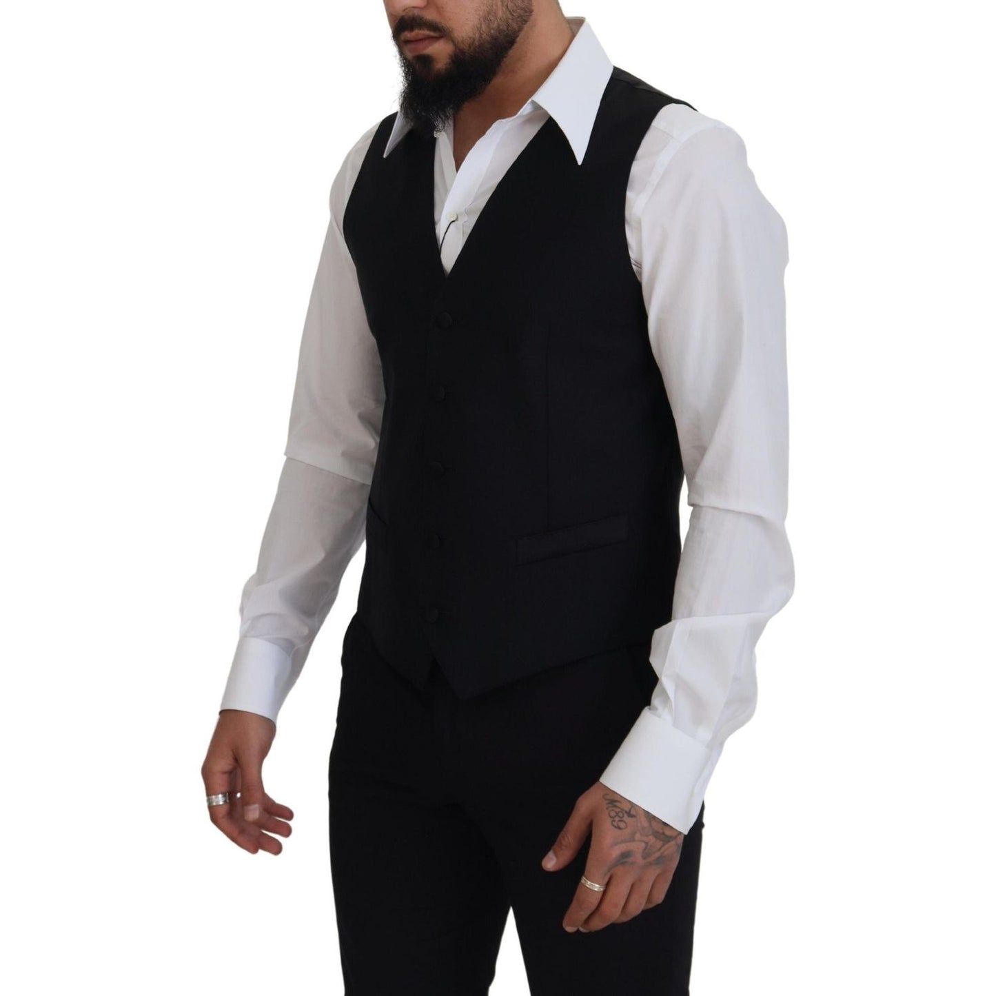 Dolce & Gabbana Elegant Black Single-Breasted Dress Vest Dolce & Gabbana Black