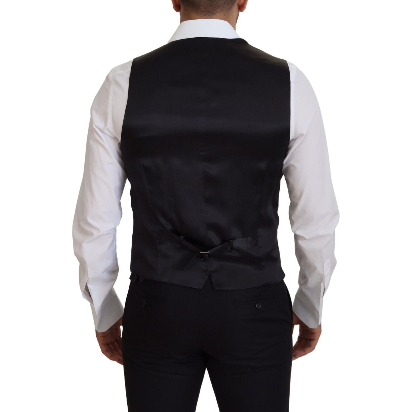 Dolce & Gabbana Elegant Black Single-Breasted Dress Vest Dolce & Gabbana Gray