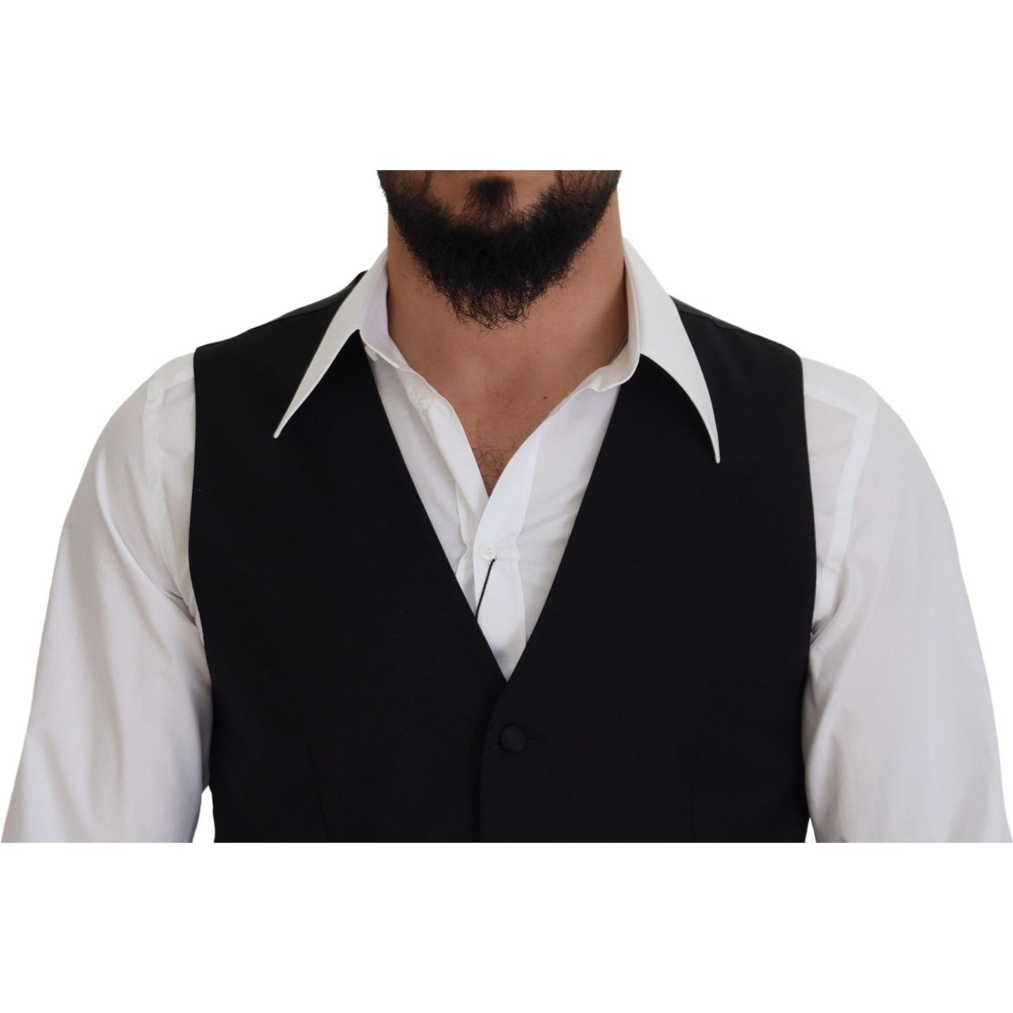 Dolce & Gabbana Elegant Black Single-Breasted Dress Vest Dolce & Gabbana Gray