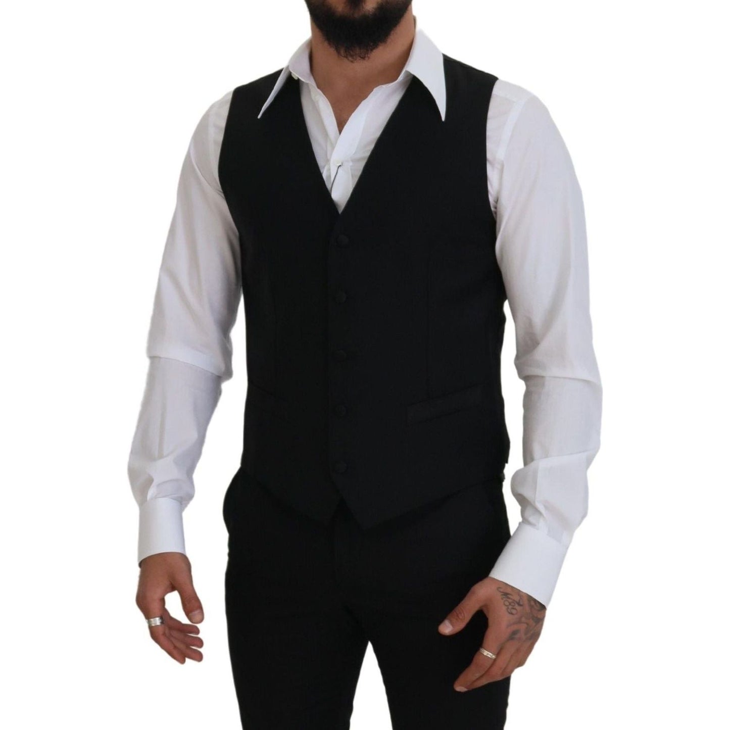 Dolce & Gabbana Elegant Black Single-Breasted Dress Vest Dolce & Gabbana Black