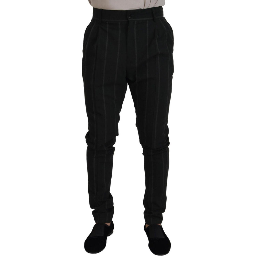 Dolce & Gabbana Black Striped Men Trousers Cotton Pants PAN74384 - 48