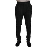 Dolce & Gabbana Black Striped Men Trousers Cotton Pants PAN74384 - 48