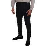 Dolce & Gabbana Black Striped Men Trousers Cotton Pants PAN74384 - 48
