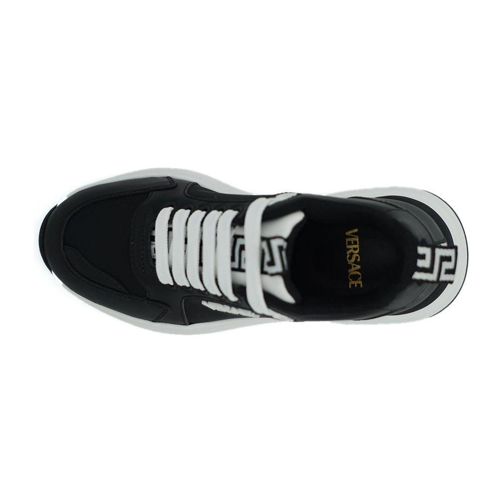 Versace Elegant Monochrome Leather Sneakers Versace Black