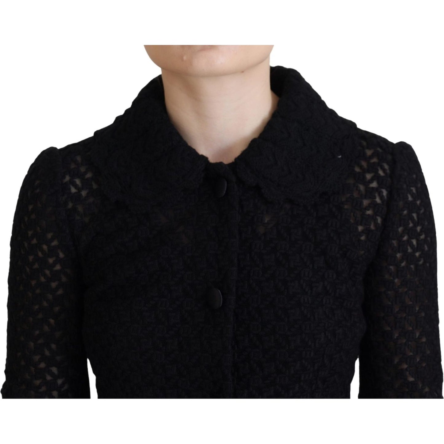 Dolce & Gabbana Elegant Black Wool Blend Button Down Jacket Dolce & Gabbana Black