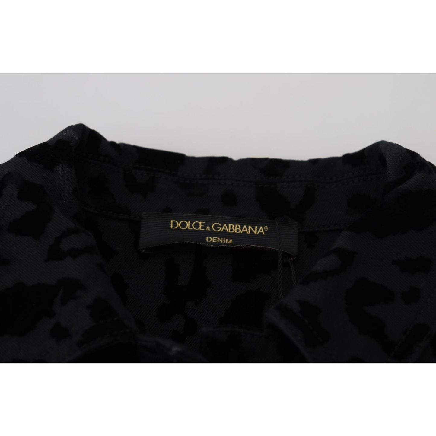Dolce & Gabbana Chic Leopard Pattern Denim Jacket Dolce & Gabbana Black