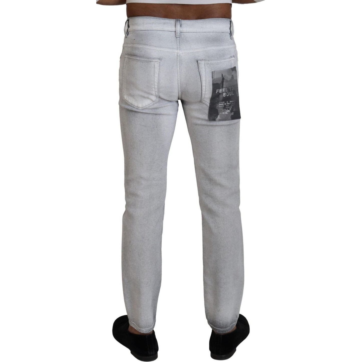 Dolce & Gabbana Elegant Gray Washed Cotton Blend Pants Dolce & Gabbana Dark Gray
