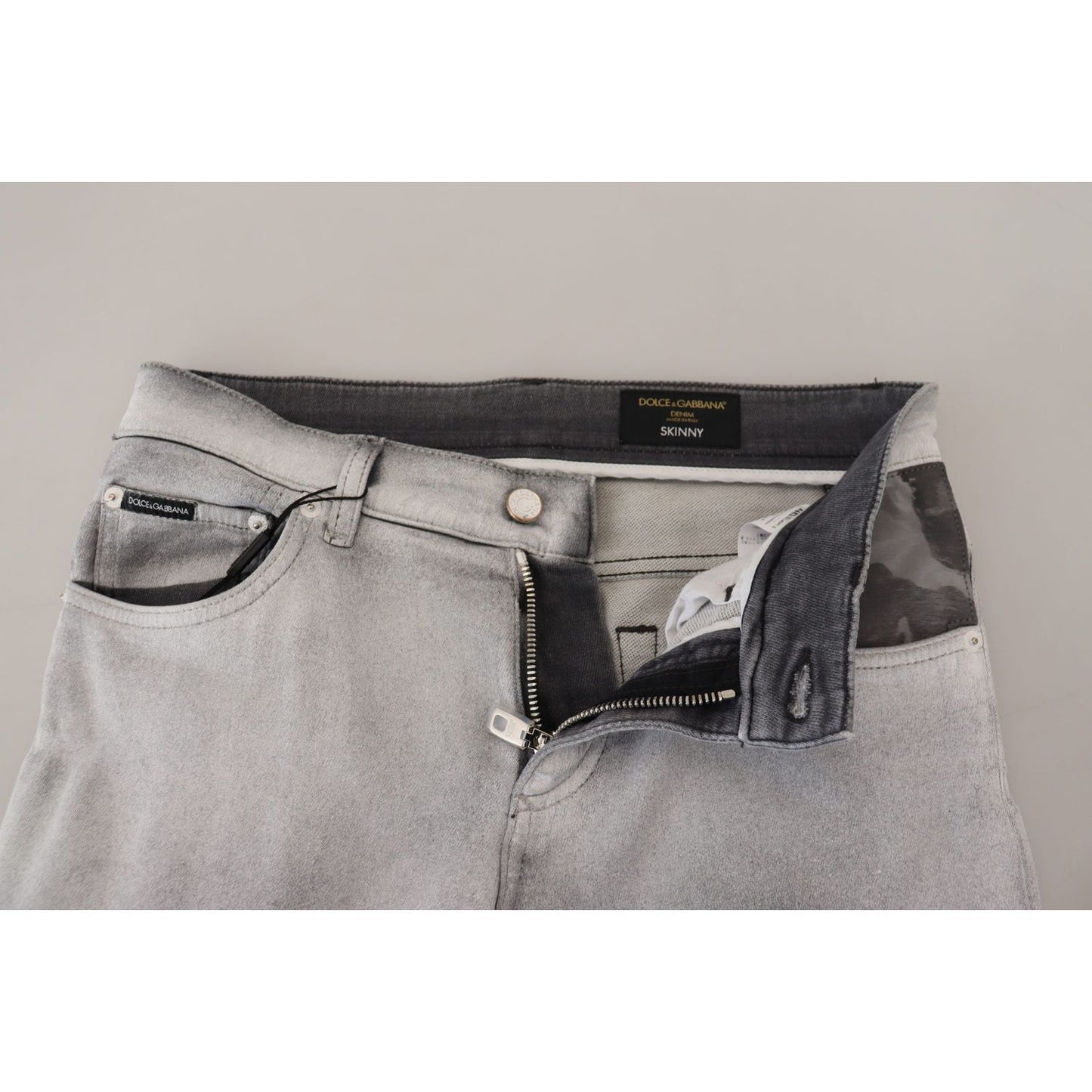 Dolce & Gabbana Elegant Gray Washed Cotton Blend Pants Dolce & Gabbana Dark Gray