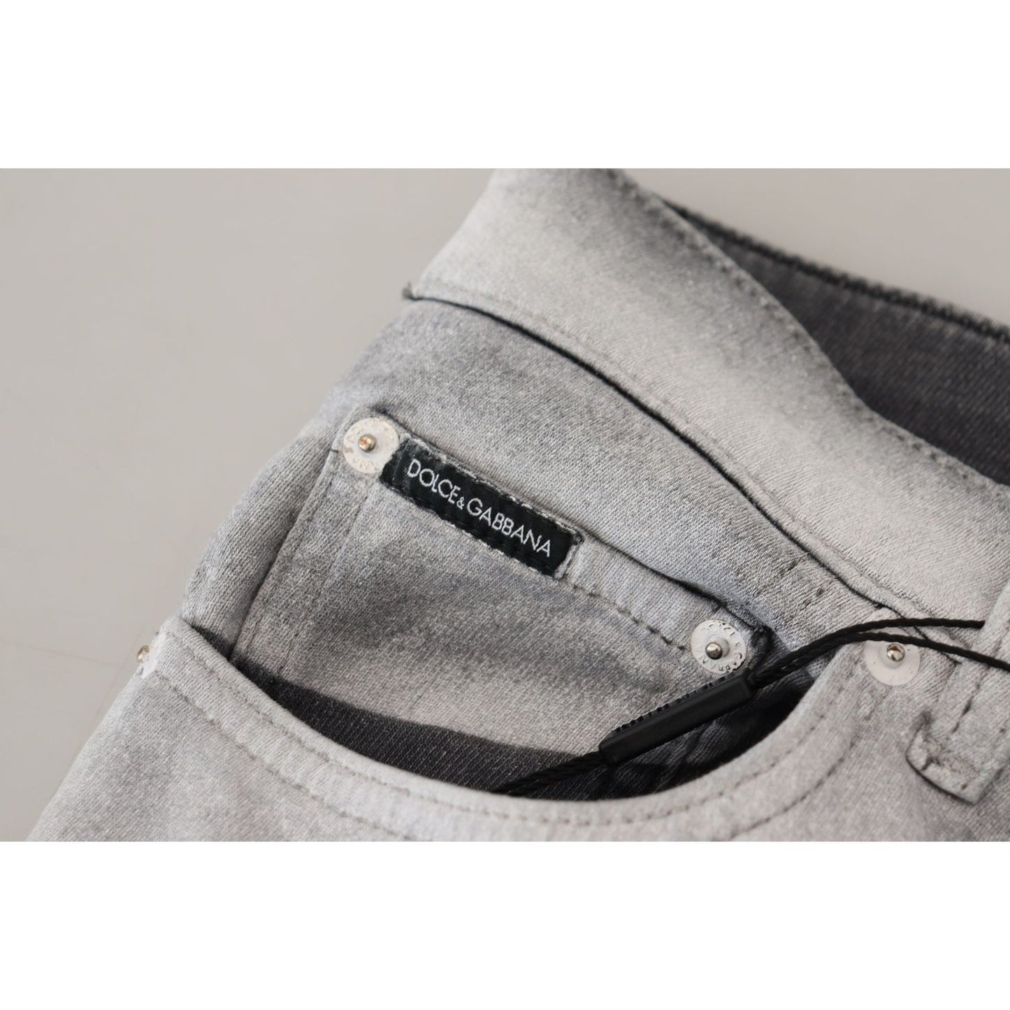 Dolce & Gabbana Elegant Gray Washed Cotton Blend Pants Dolce & Gabbana Gray