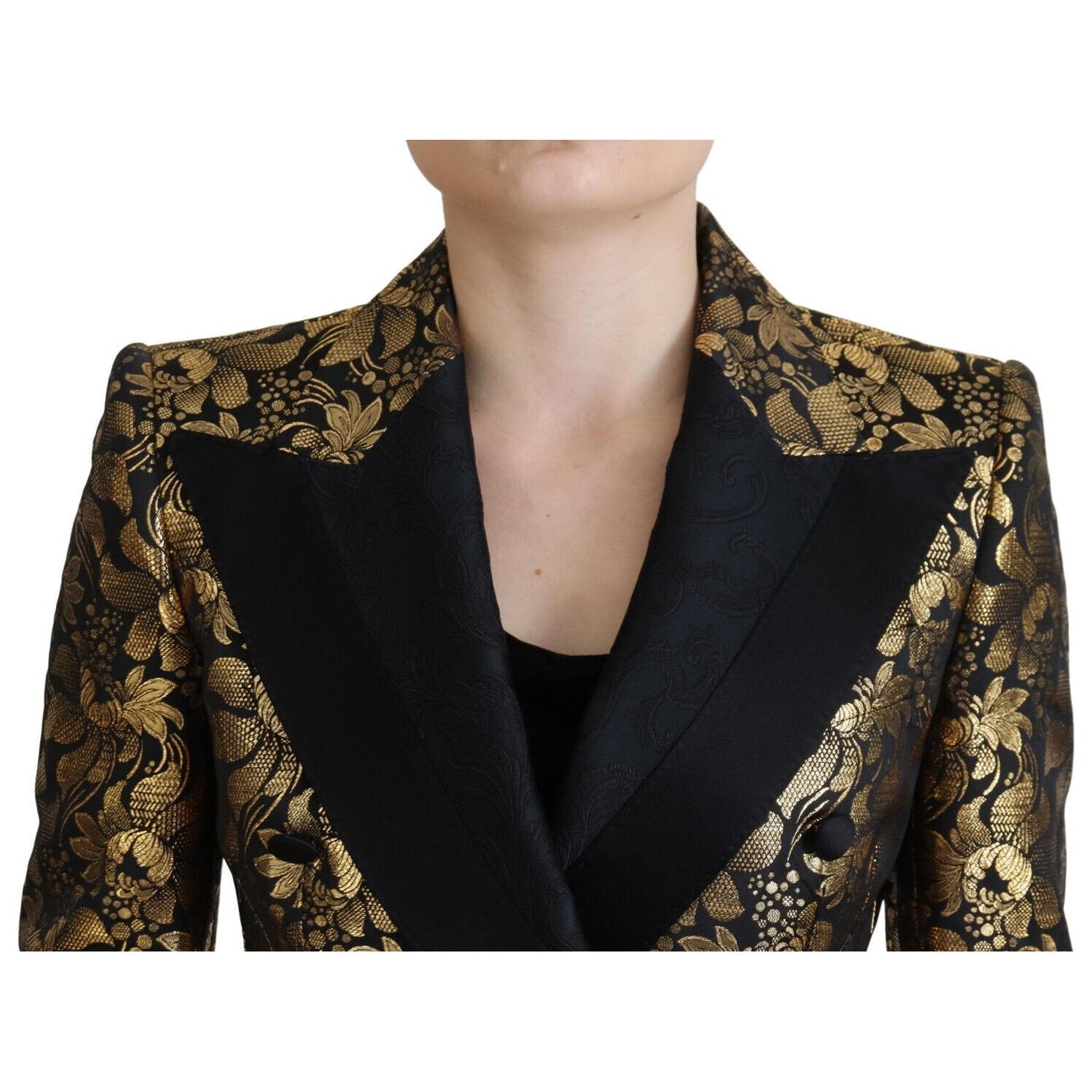 Dolce & Gabbana Elegant Black and Gold Floral Jacket Dolce & Gabbana Rosy Brown