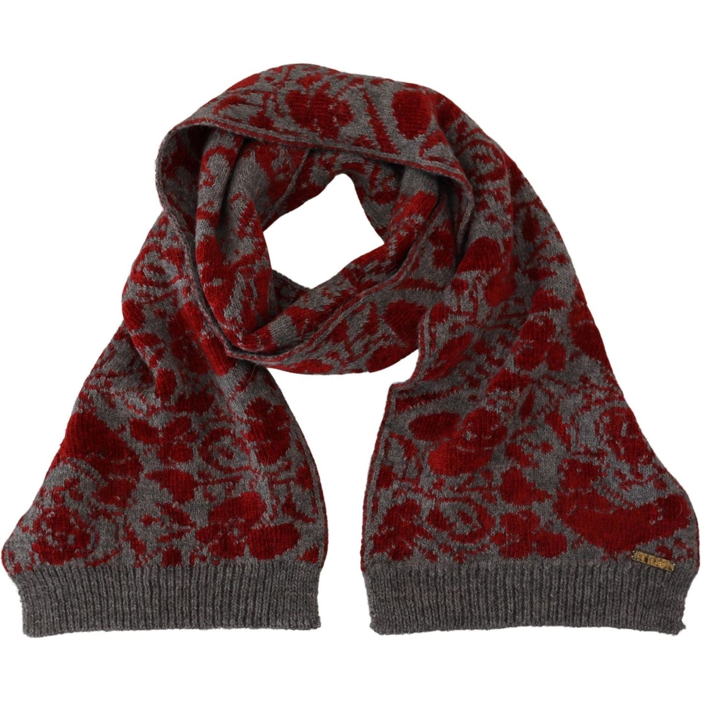 GF Ferre Chic Red and Grey Cotton Wrap Scarf GF Ferre Dark Slate Gray