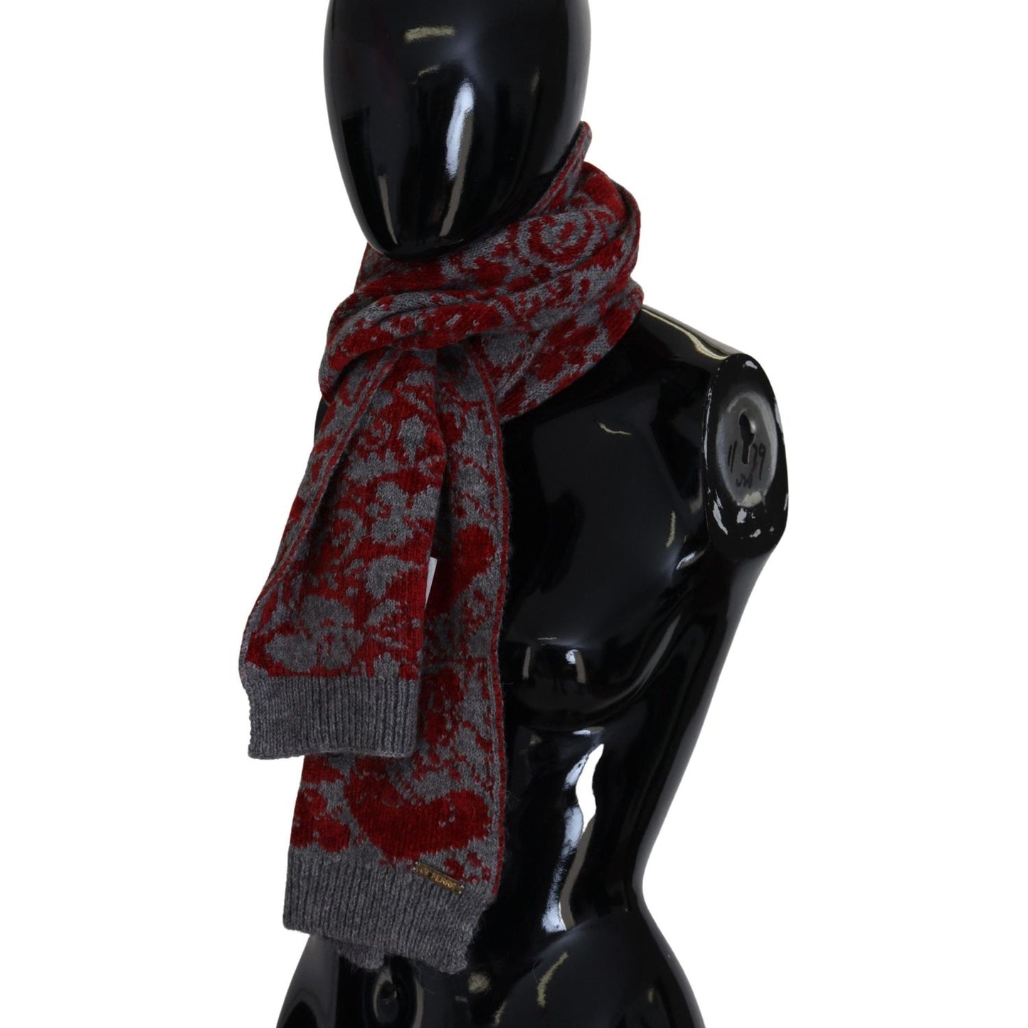 GF Ferre Chic Red and Grey Cotton Wrap Scarf GF Ferre Black