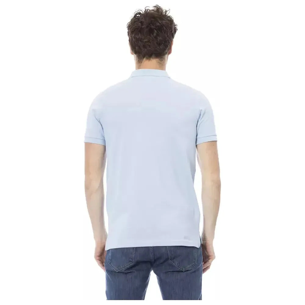 Baldinini Trend Light Blue Cotton Men Polo Baldinini Trend Light Gray