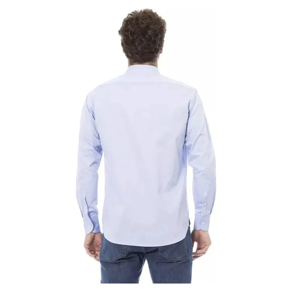 Baldinini Trend Light Blue Cotton Men Shirt Baldinini Trend Lavender