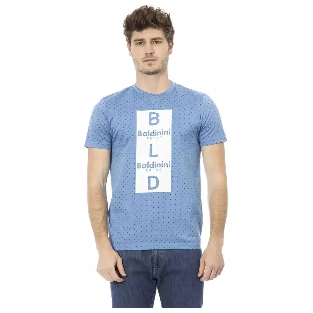 Baldinini Trend Light Blue Cotton Men T-Shirt Baldinini Trend Dark Gray
