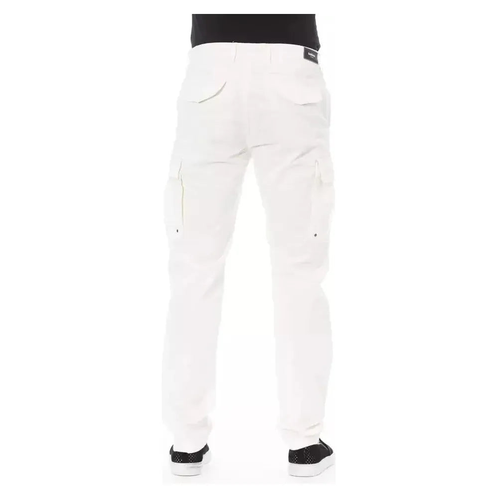Baldinini Trend White Cotton Men Cargo Trouser Baldinini Trend White Smoke