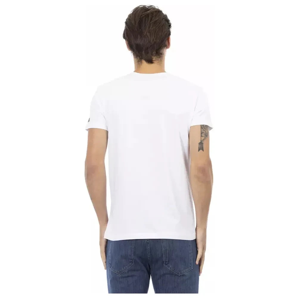 Trussardi Action Elegant V-Neck Designer Tee with Chic Front Print Trussardi Action Dark Slate Gray