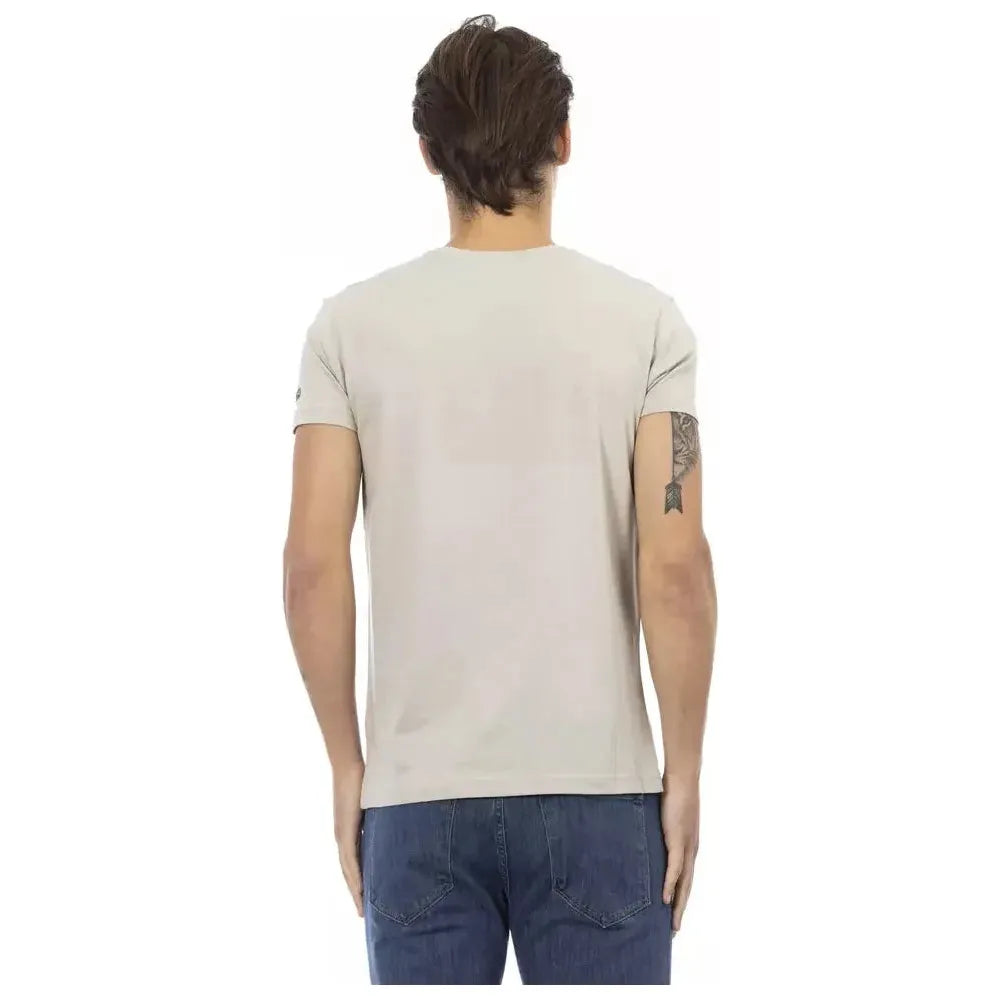 Trussardi Action Beige Cotton Men T-Shirt Trussardi Action Light Gray