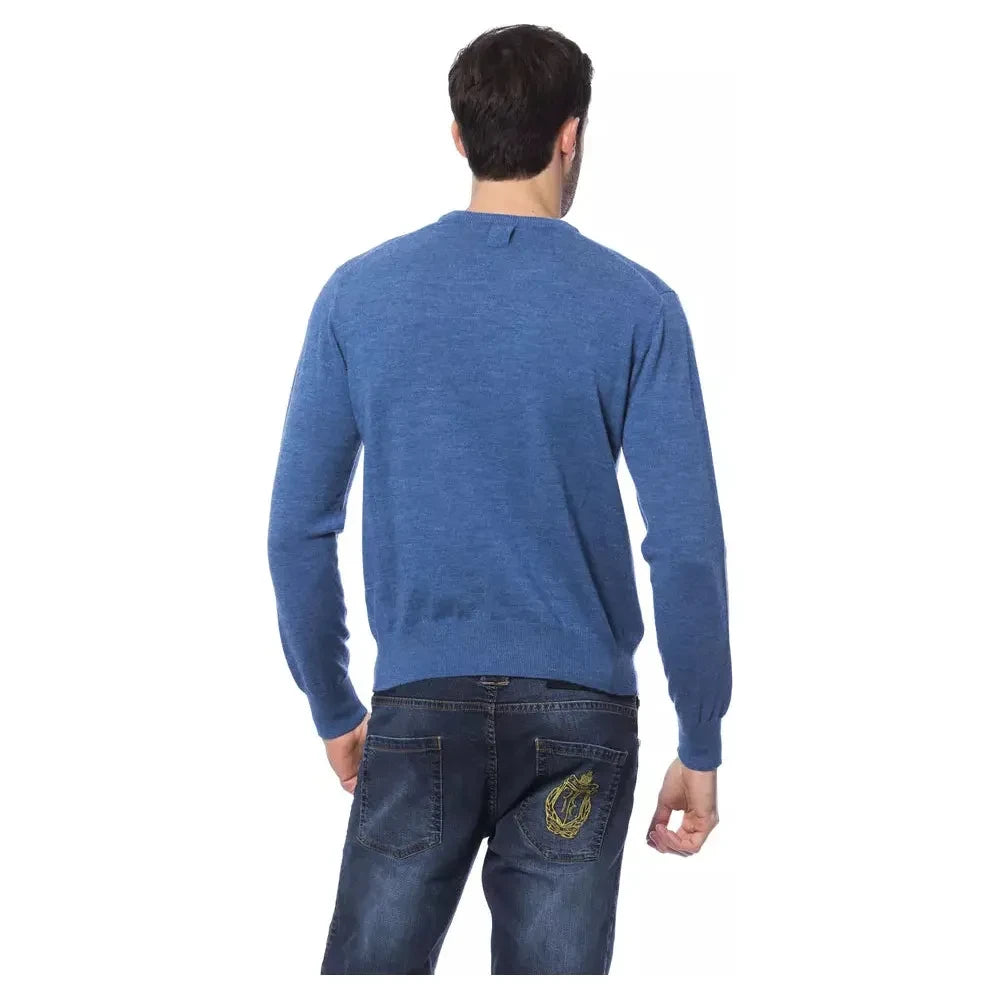 Billionaire Italian Couture Embroidered Merino Wool Crew Neck Sweater Billionaire Italian Couture Dark Slate Blue