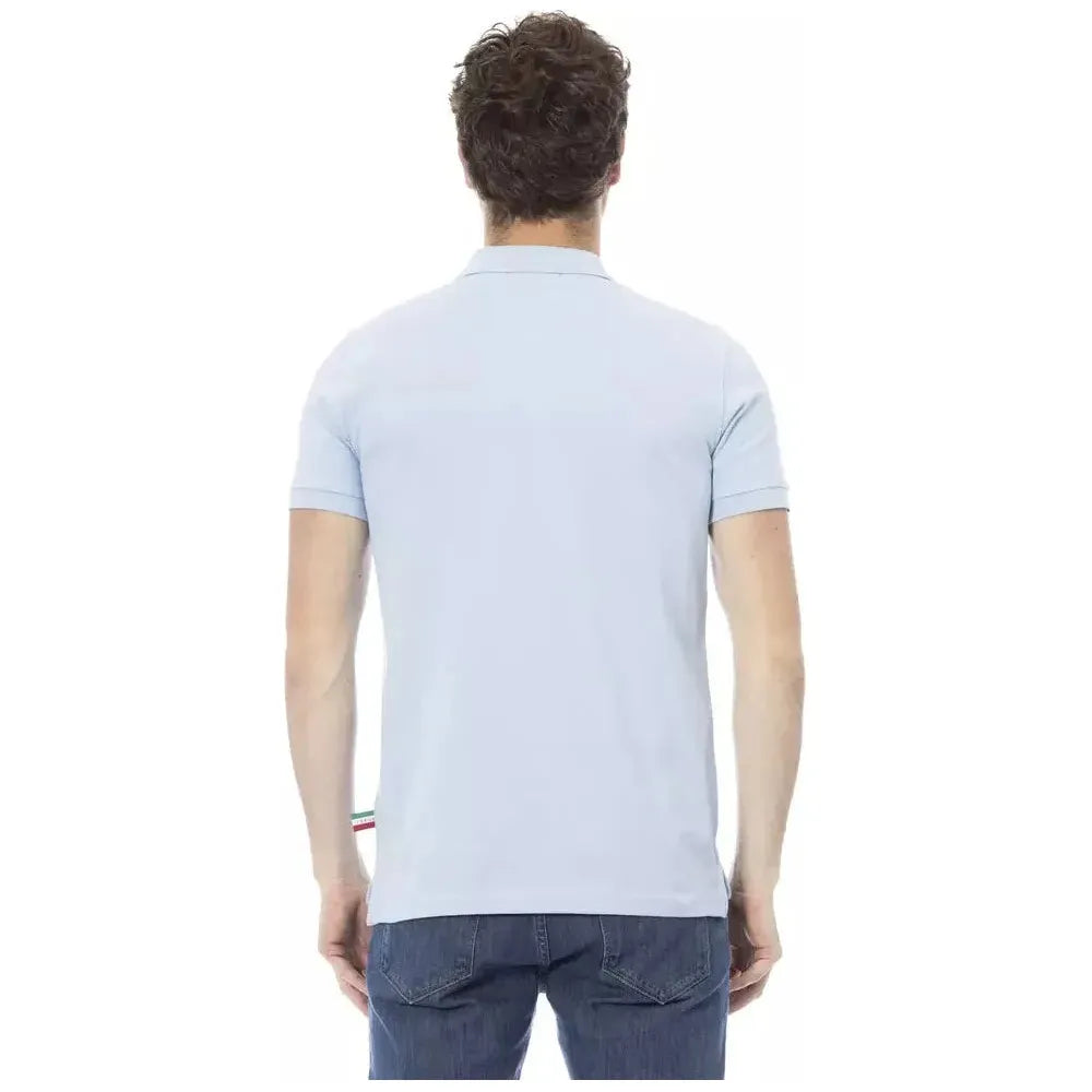 Baldinini Trend Light Blue Cotton Men Polo Shirt Baldinini Trend Light Gray