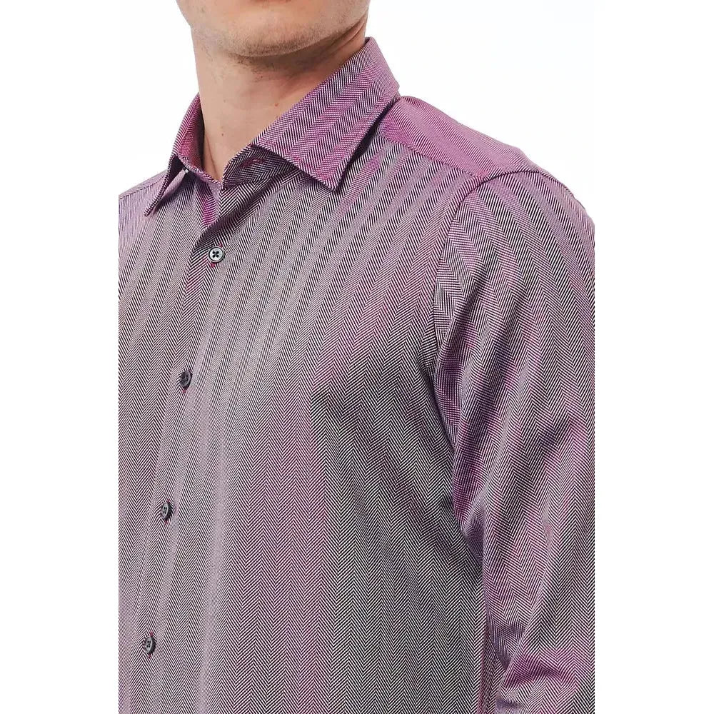 Bagutta Burgundy Cotton Men Shirt Bagutta Gray