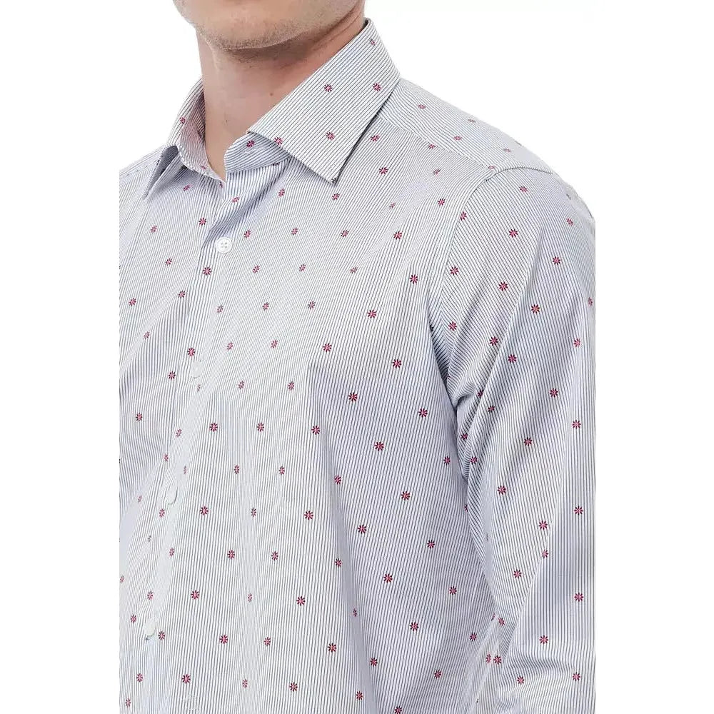 Bagutta Multicolor Cotton Men Shirt Bagutta Light Gray