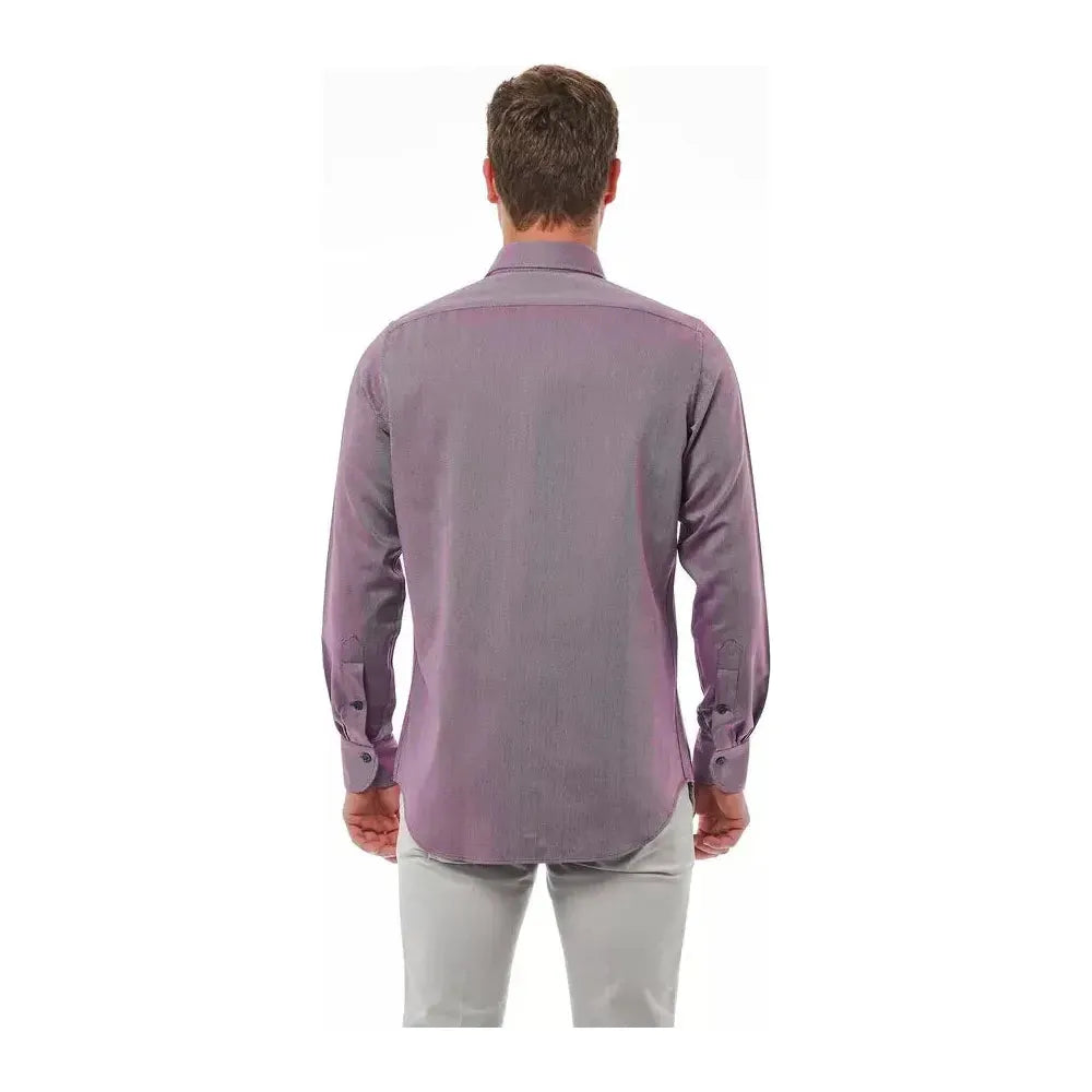 Bagutta Burgundy Cotton Men Shirt Bagutta Slate Gray