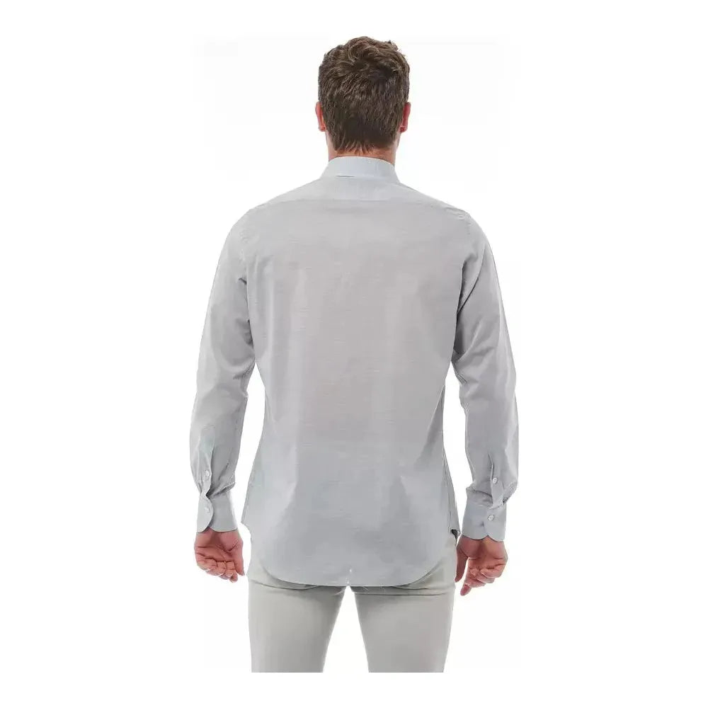 Bagutta Gray Cotton Men Shirt Bagutta Gray